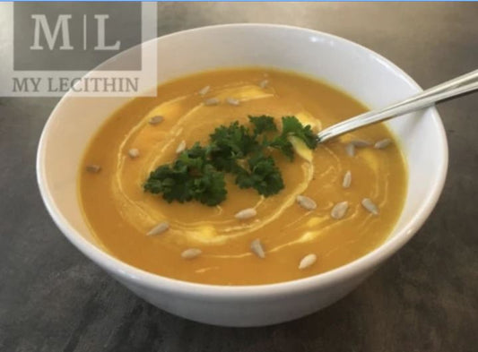 Rezept: Kürbis - Kartoffelsuppe mit Sonnenblumenlecithin