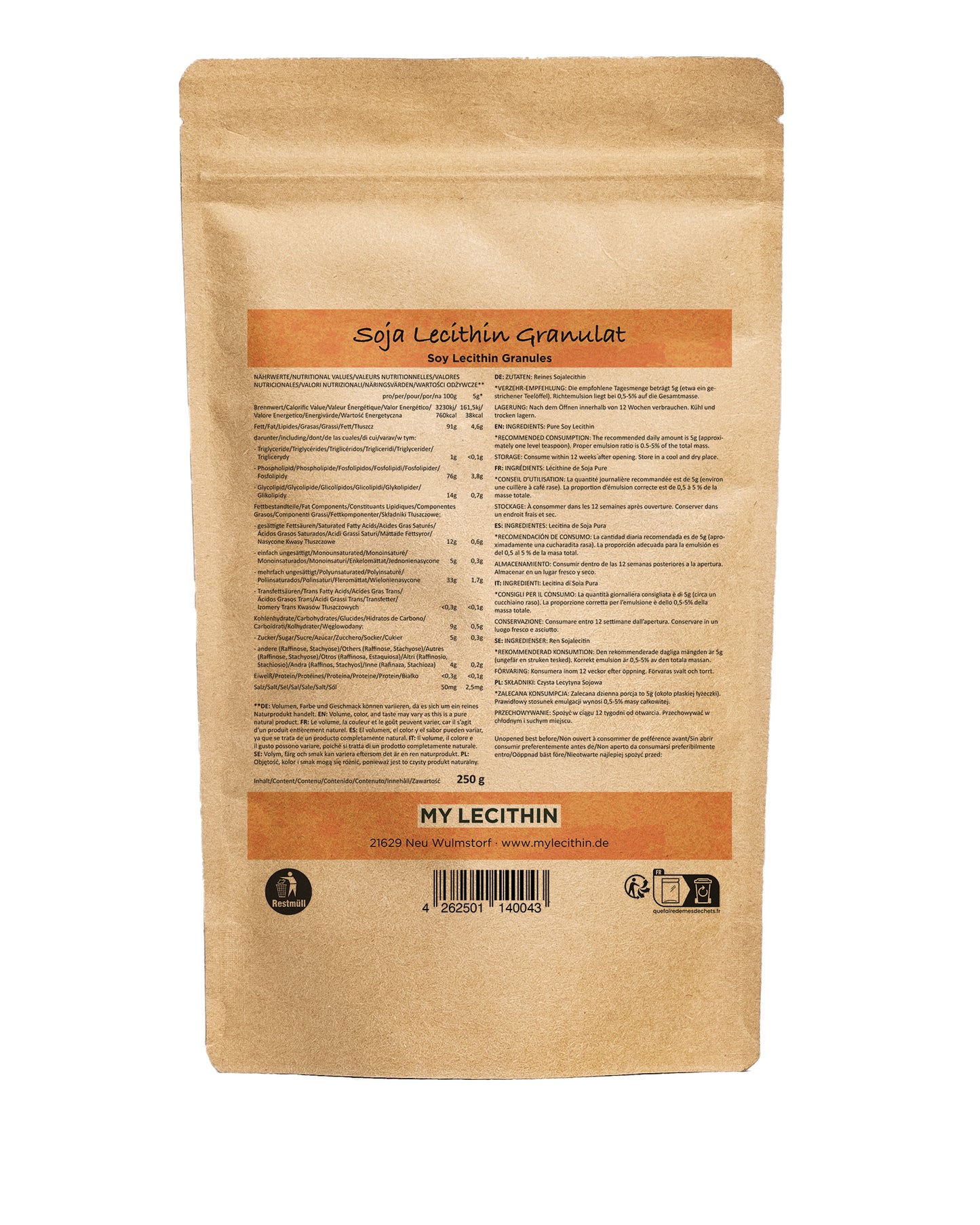 Soy lecithin granules | produced in Germany | GMO-free | vegan