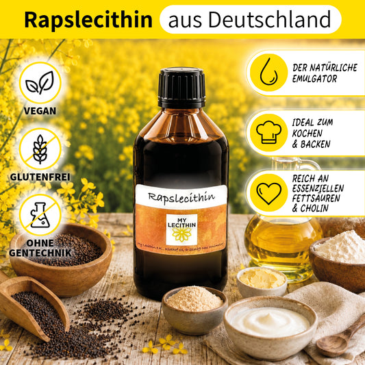 Raps-Lecithin | flüssiges Lecithin | produziert in Deutschland | gentechnikfrei | vegan