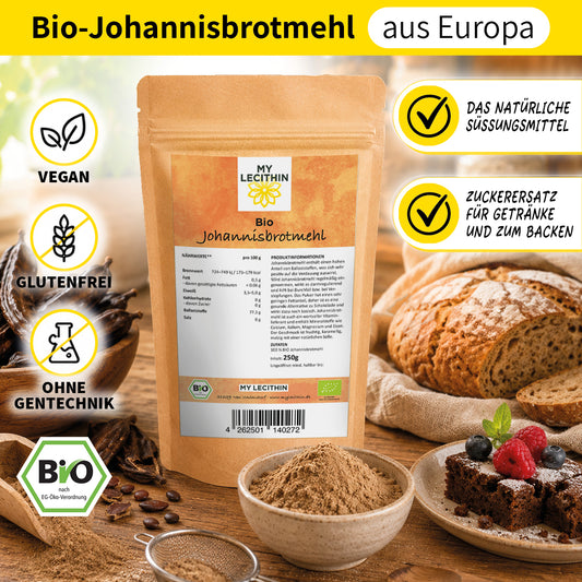 Bio Johannisbrotmehl | Carob Pulver getrocknet + gemahlen | vegan | Carob Mehl