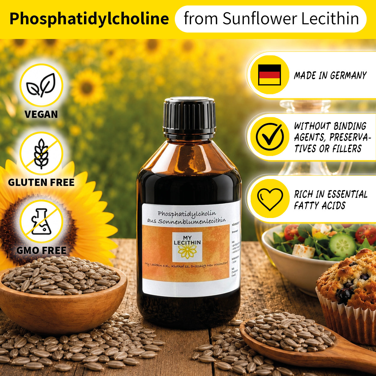 Phosphatidylcholin flüssig aus Sonnenblumenlecithin - 30% konzentriert