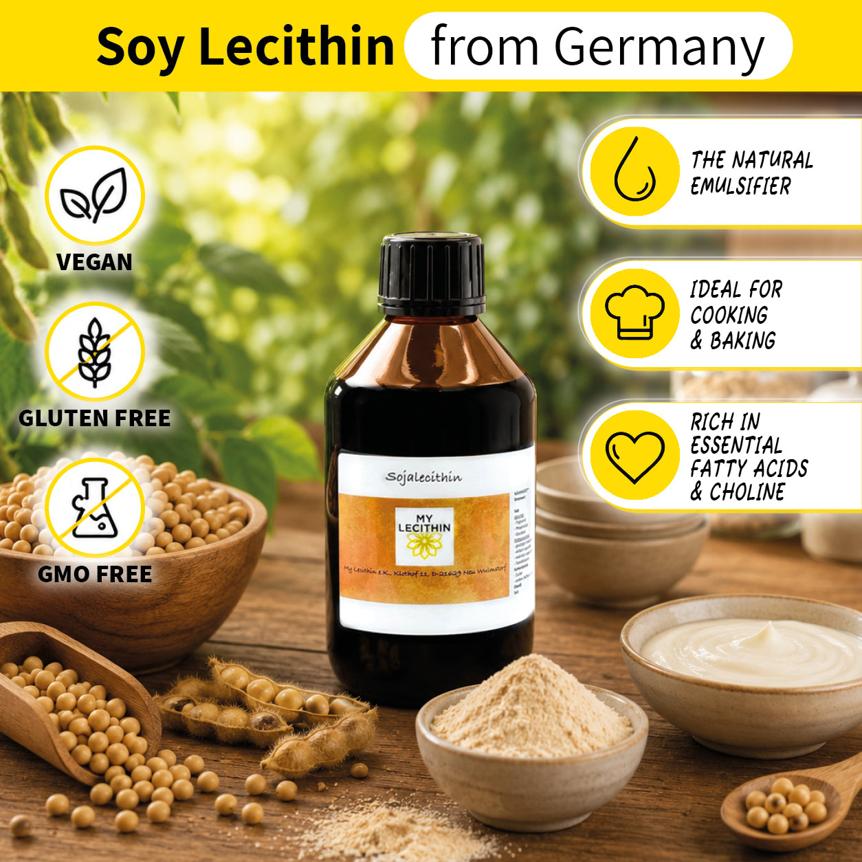 Soja-Lecithin | flüssiges Lecithin | produziert in Deutschland | gentechnikfrei | vegan