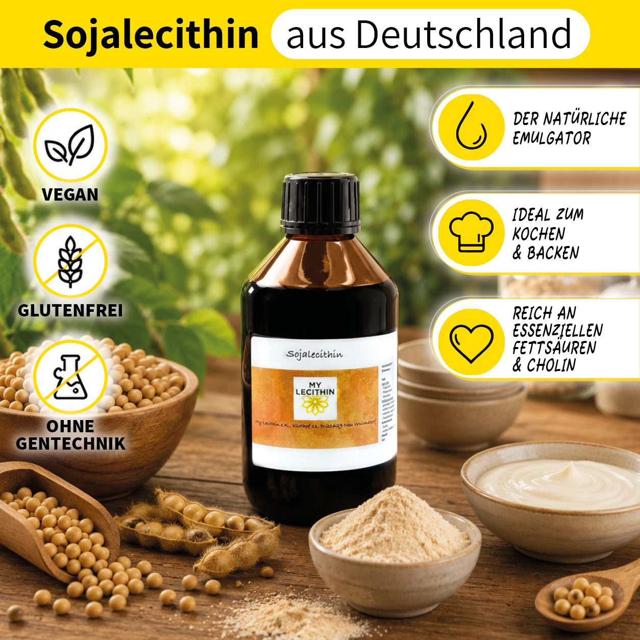 Soja-Lecithin | flüssiges Lecithin | produziert in Deutschland | gentechnikfrei | vegan