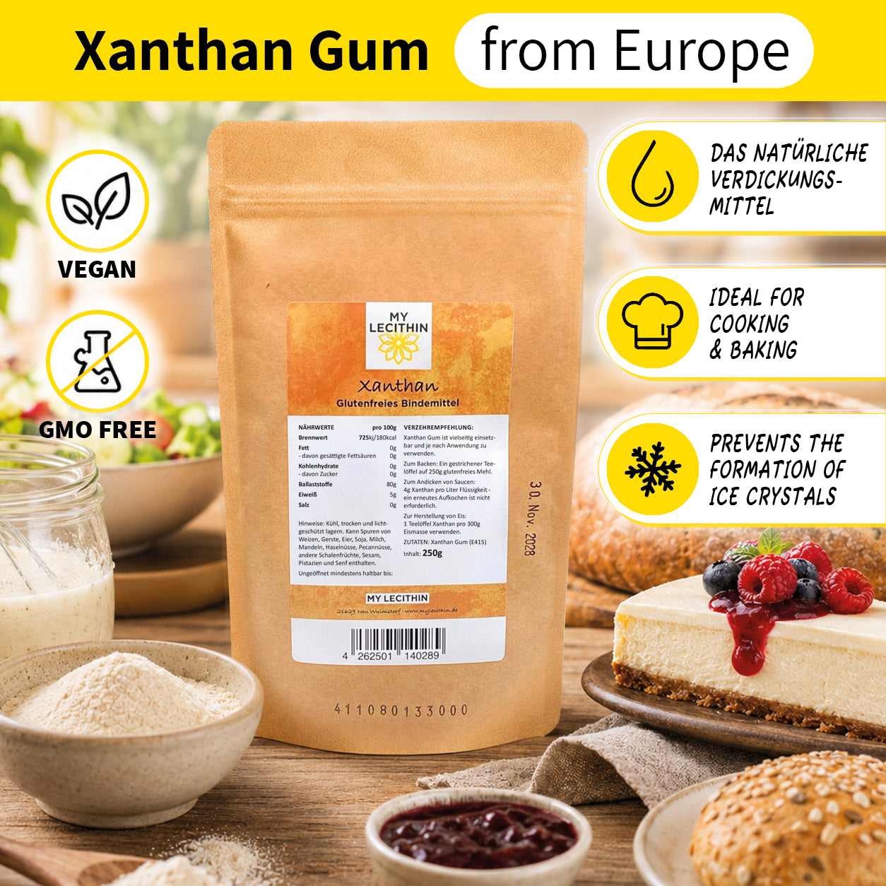 Xanthan Gum - glutenfreies Bindemittel, vegan, kalorienarm, MY LECITHIN