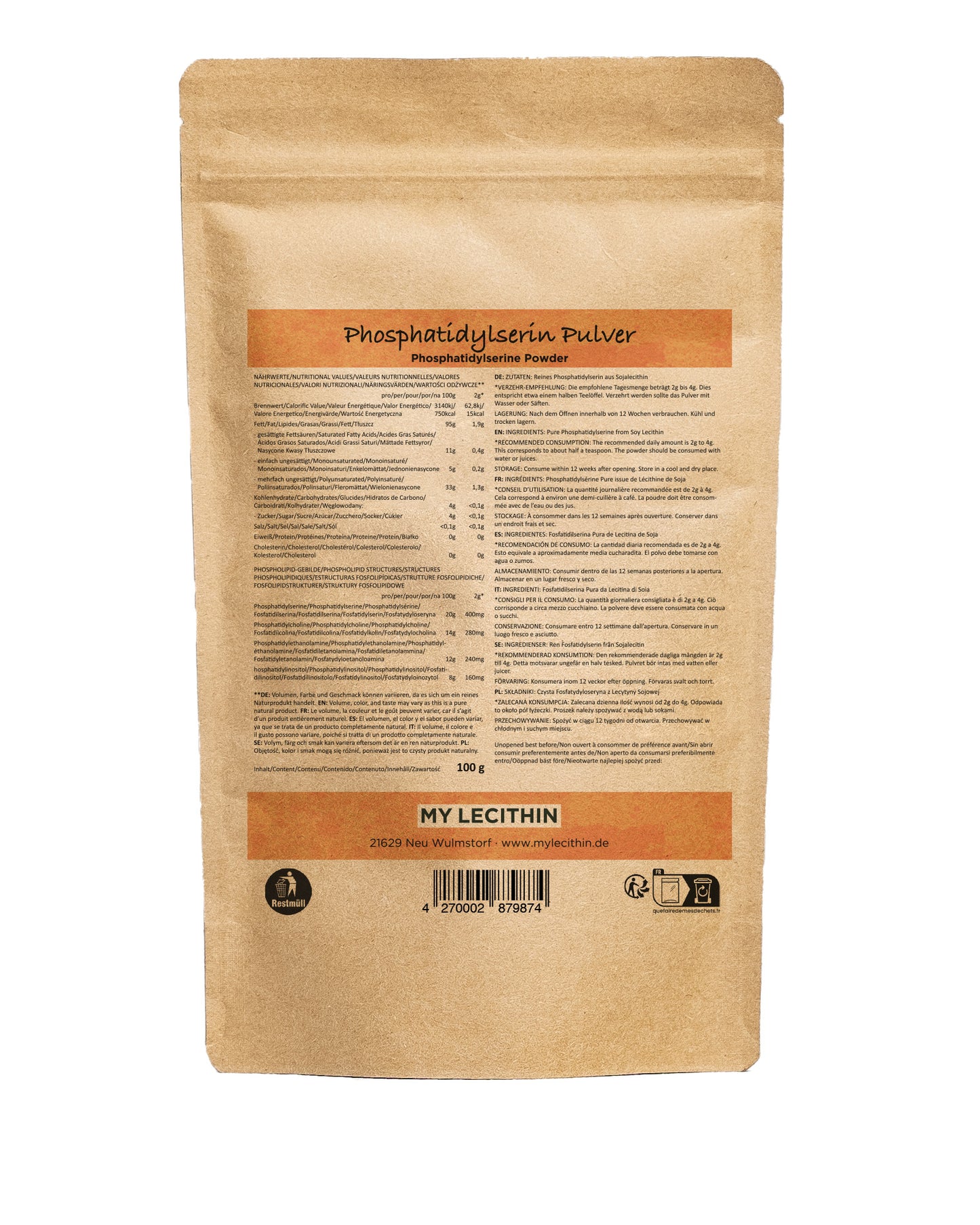 Phosphatidylserine (PS) powder (lowering cortisol) from soy lecithin