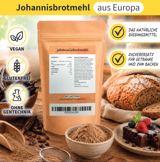Johannisbrotmehl | Carob Pulver getrocknet + gemahlen | vegan | Carob Mehl