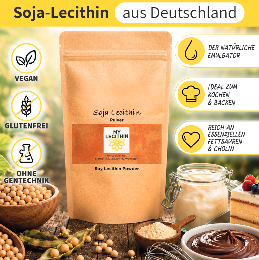 Soja-Lecithin Pulver | Reinlecithin | produziert in Deutschland | gentechnikfrei | vegan