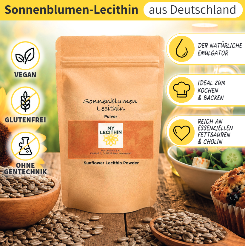 Sunflower Lecithin Powder | Pure lecithin | produced in Germany | GMO-free | vegan